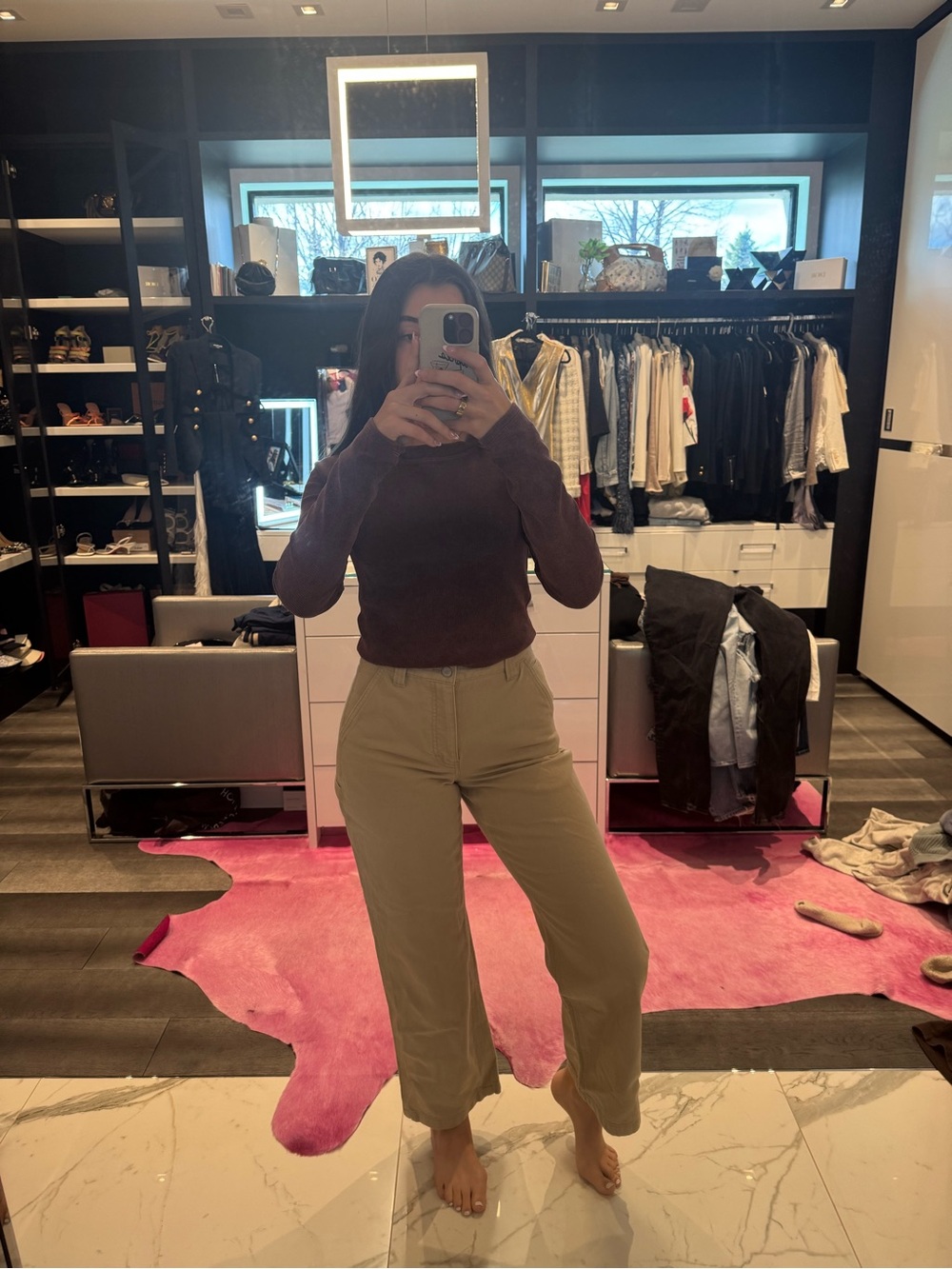 TNA Khaki/Tan High-Rise Denim Pant